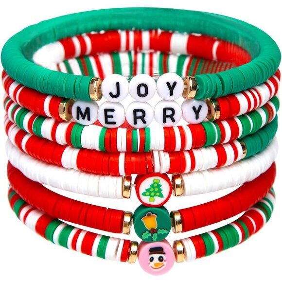 6-Pack Christmas Bracelets Candy-Style Stacks for Women & Teens Gifts - Picture 1 of 6